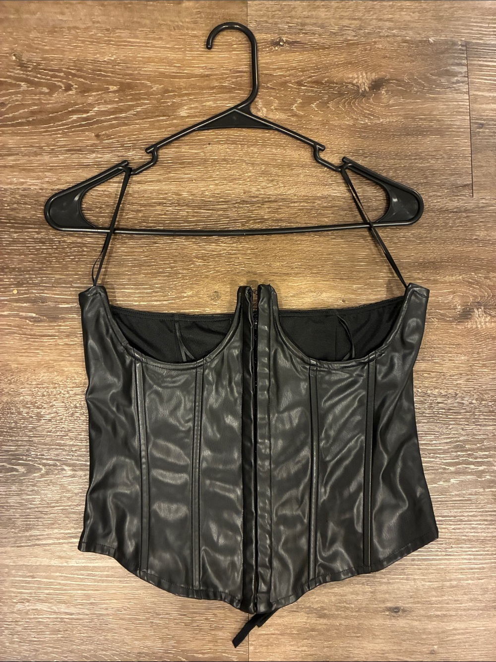 AKIRA Black Faux Leather Corset Camisole